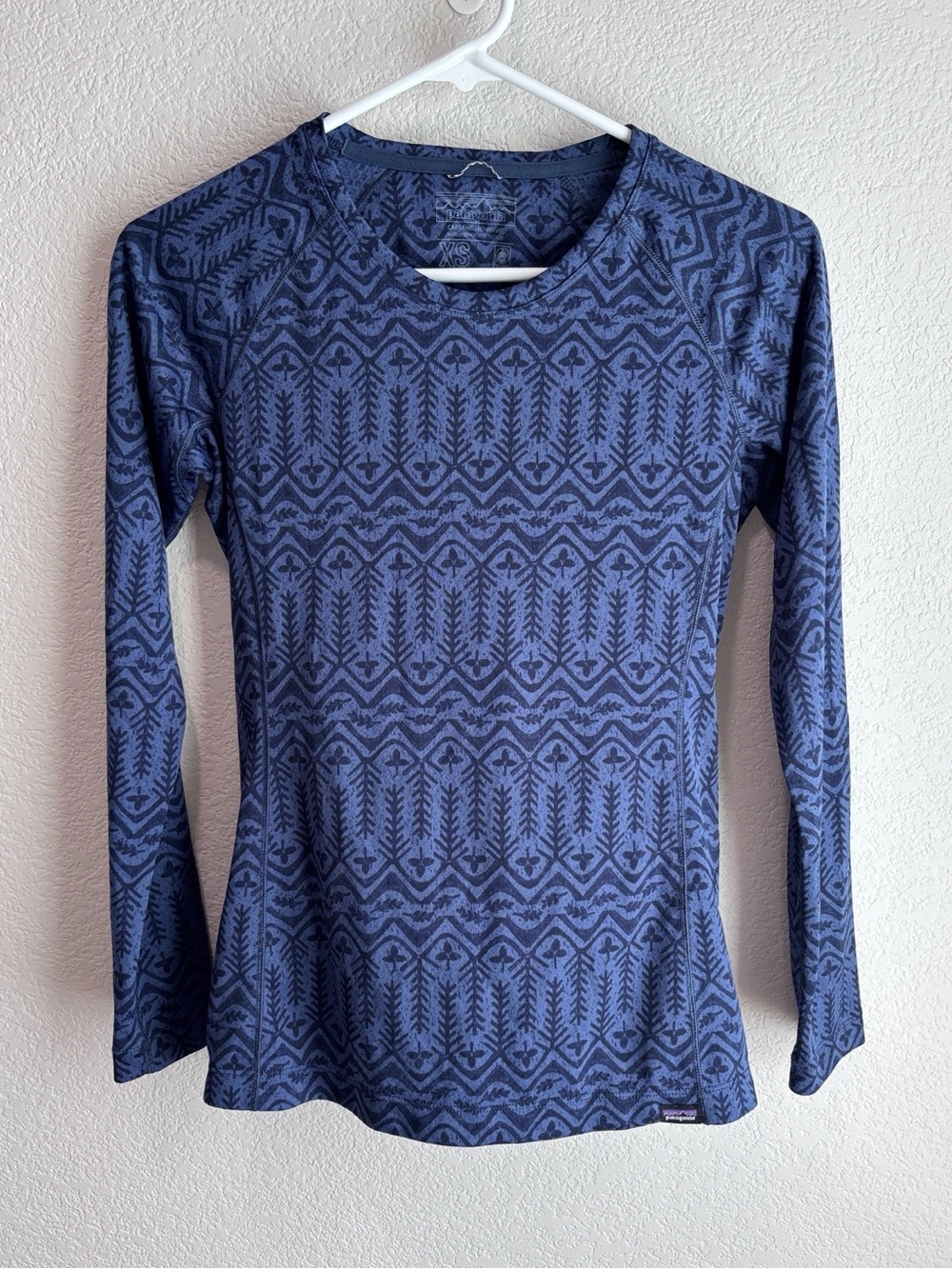 NWOT Patagonia Capilene Midweight Baselayer Shirt Blue Pattern Women’s Size XS